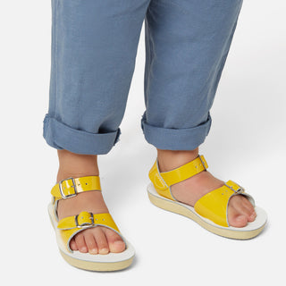 Surfer Shiny Yellow Kids Sandal - Kids Double Buckle Sandals - Salt-Water Sandals UK