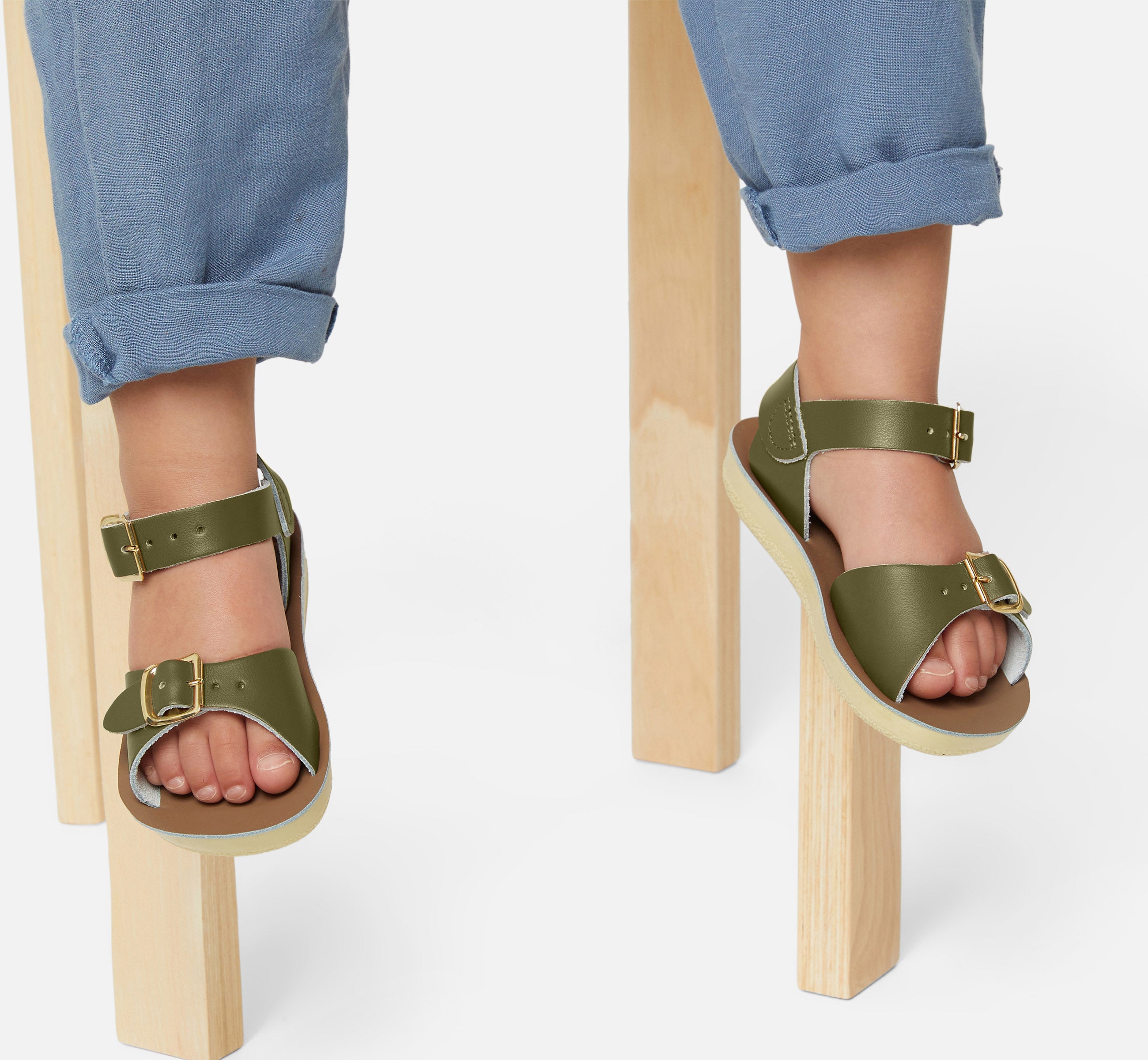 Surfer Olive Kids Sandal - Salt-Water Sandals UK