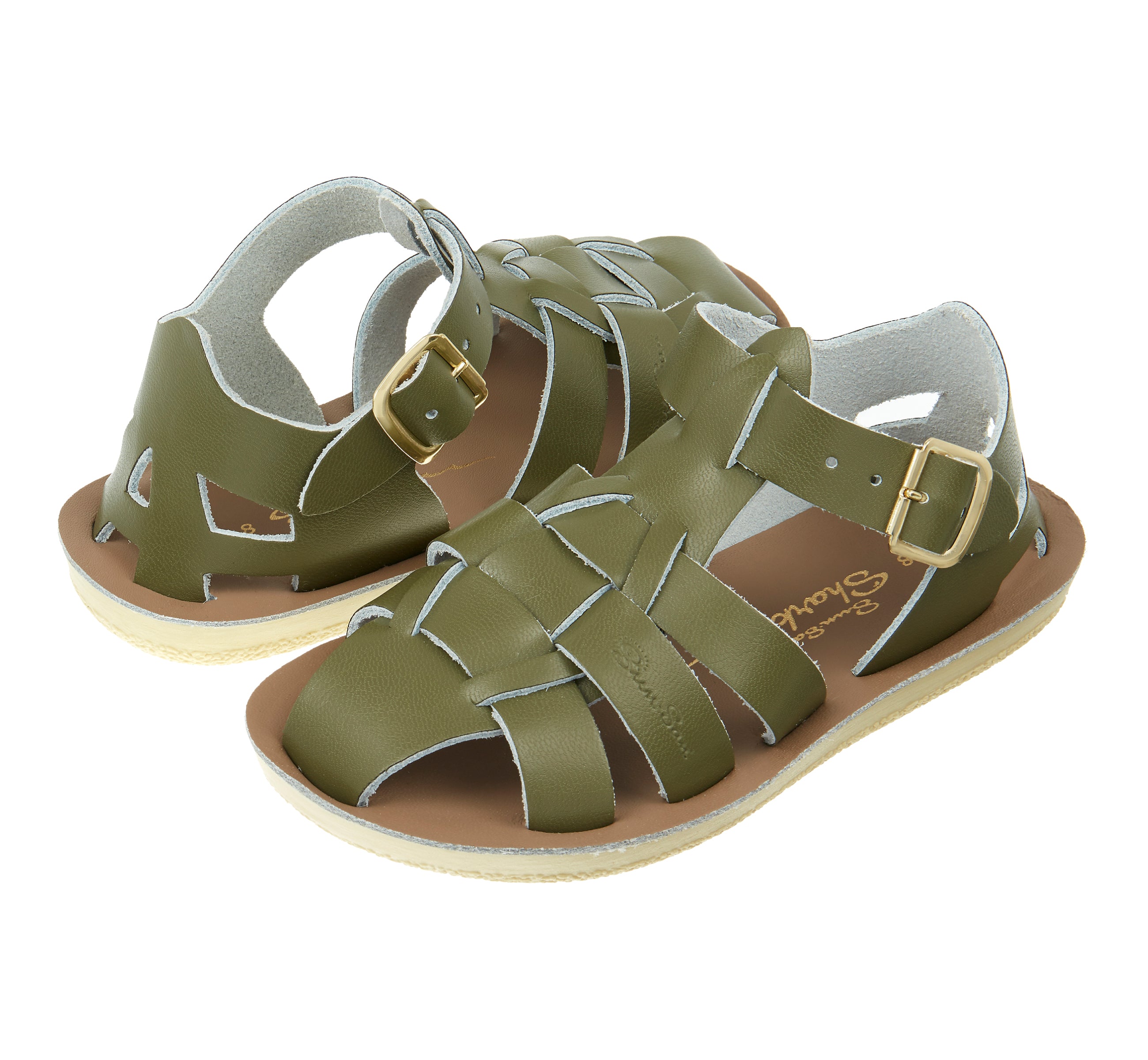 Shark Fisherman Olive Kids Sandal - Salt-Water Sandals UK