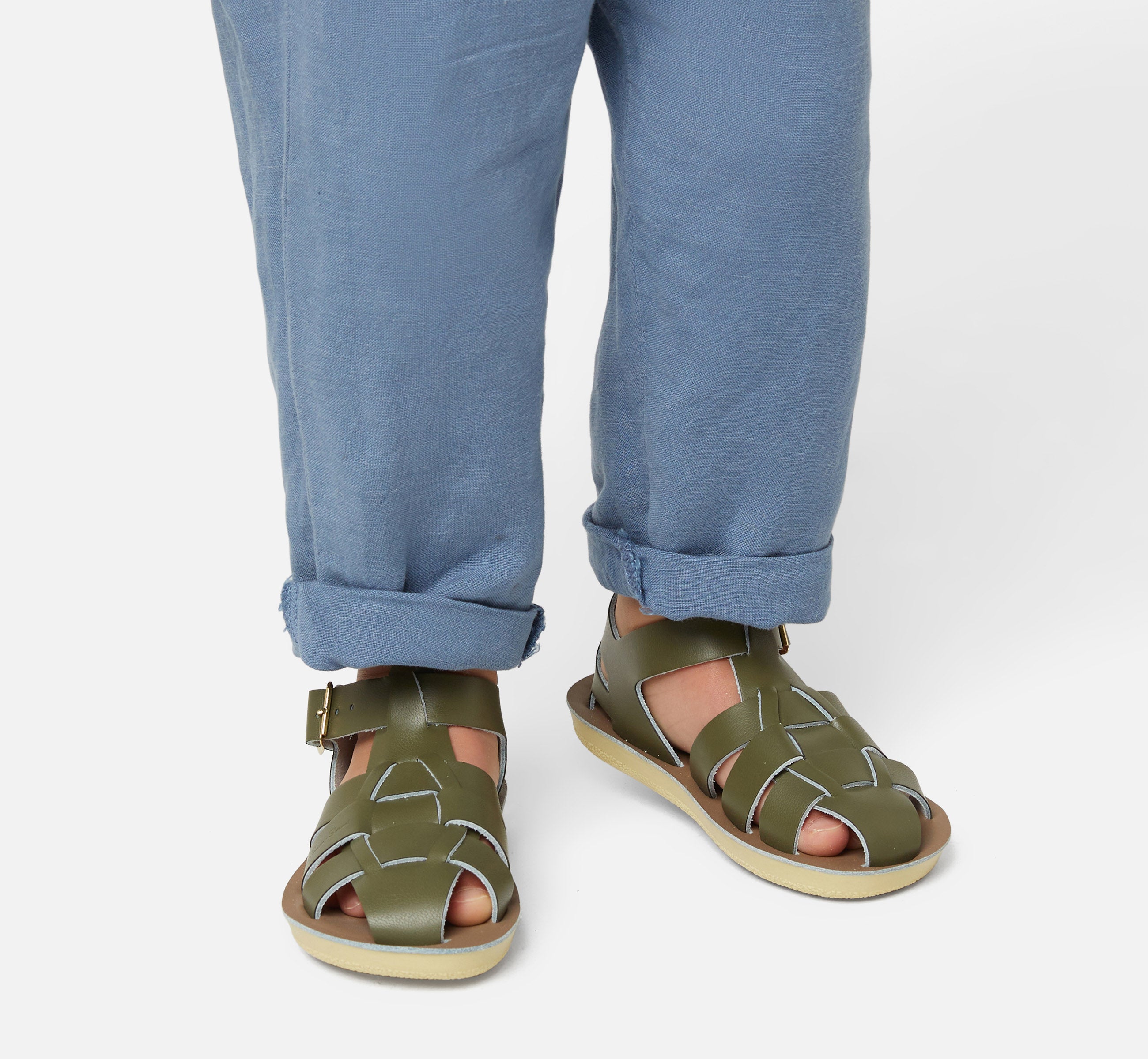 Shark Fisherman Olive Kids Sandal - Salt-Water Sandals UK