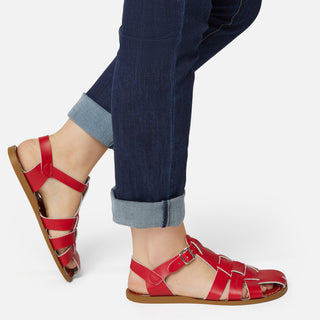 Fisherman Shark Original Red Womens Sandal - Women's Wide Fit Sandals - Salt-Water Sandals UK