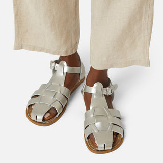 Fisherman Shark Original Silver Womens Sandal - Women's Wide Fit Sandals - Salt-Water Sandals UK