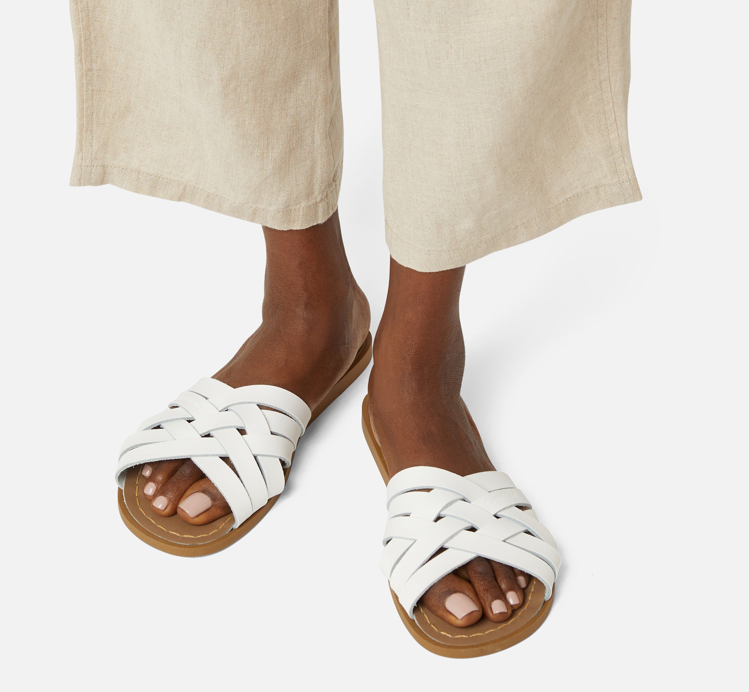 Retro Slide White Womens Sandal - Salt-Water Sandals UK