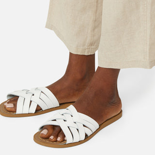 Retro Slide White Womens Sandal - Women's Neutral Colour Sandals - Salt-Water Sandals UK
