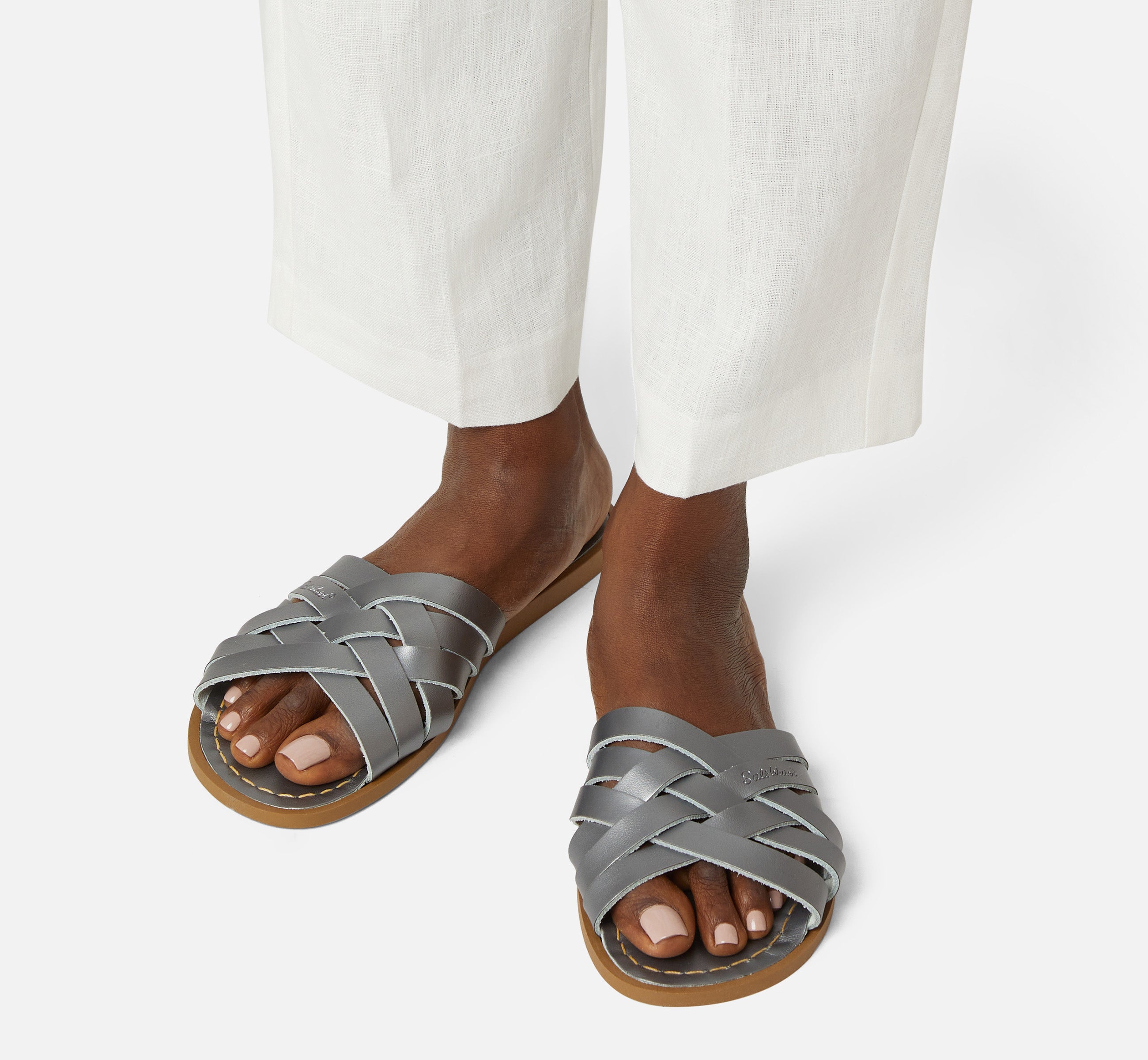 Retro Slide Pewter Womens Sandal - Salt-Water Sandals UK