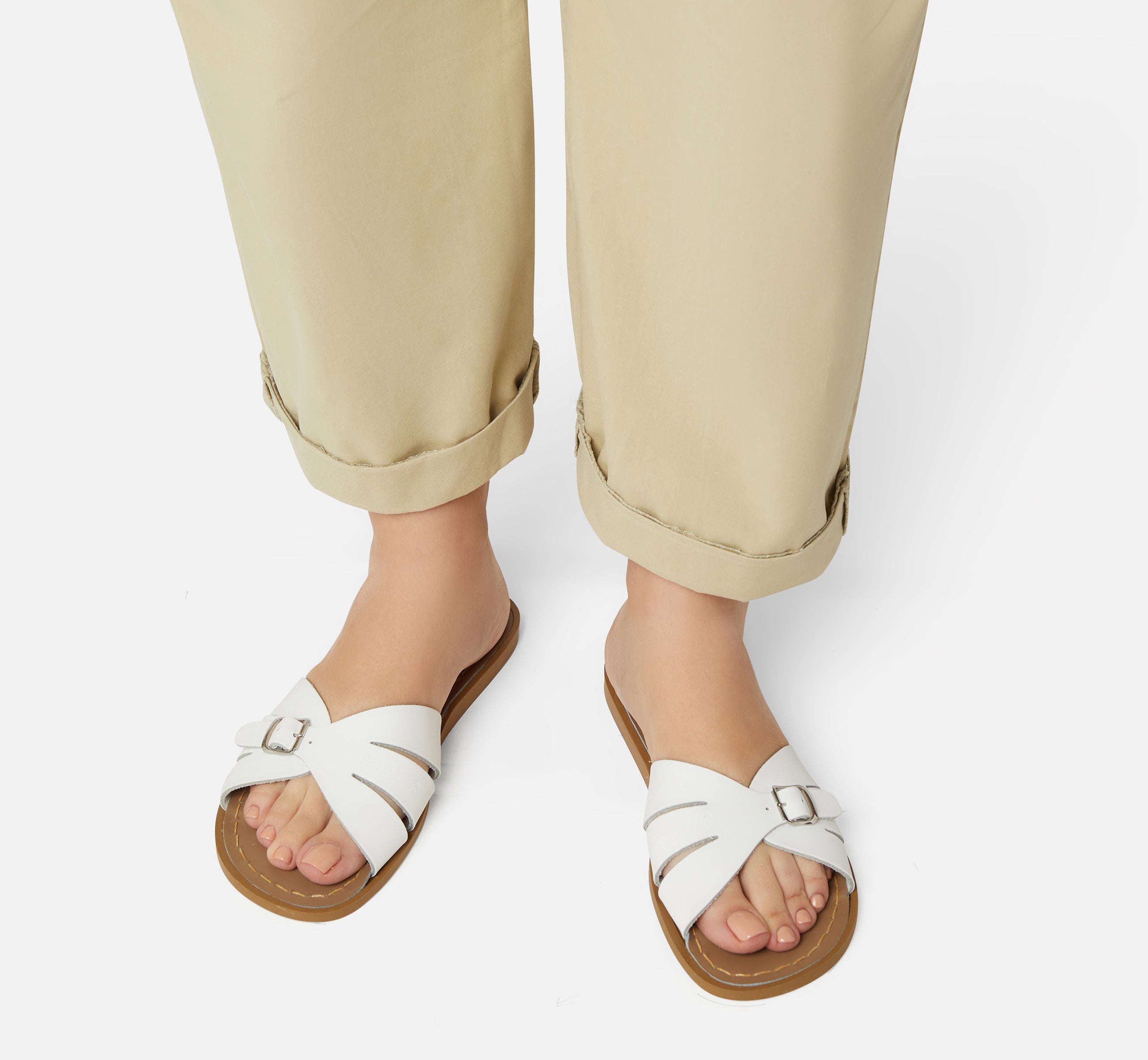 Classic Slide White Womens Sandal - Salt-Water Sandals UK