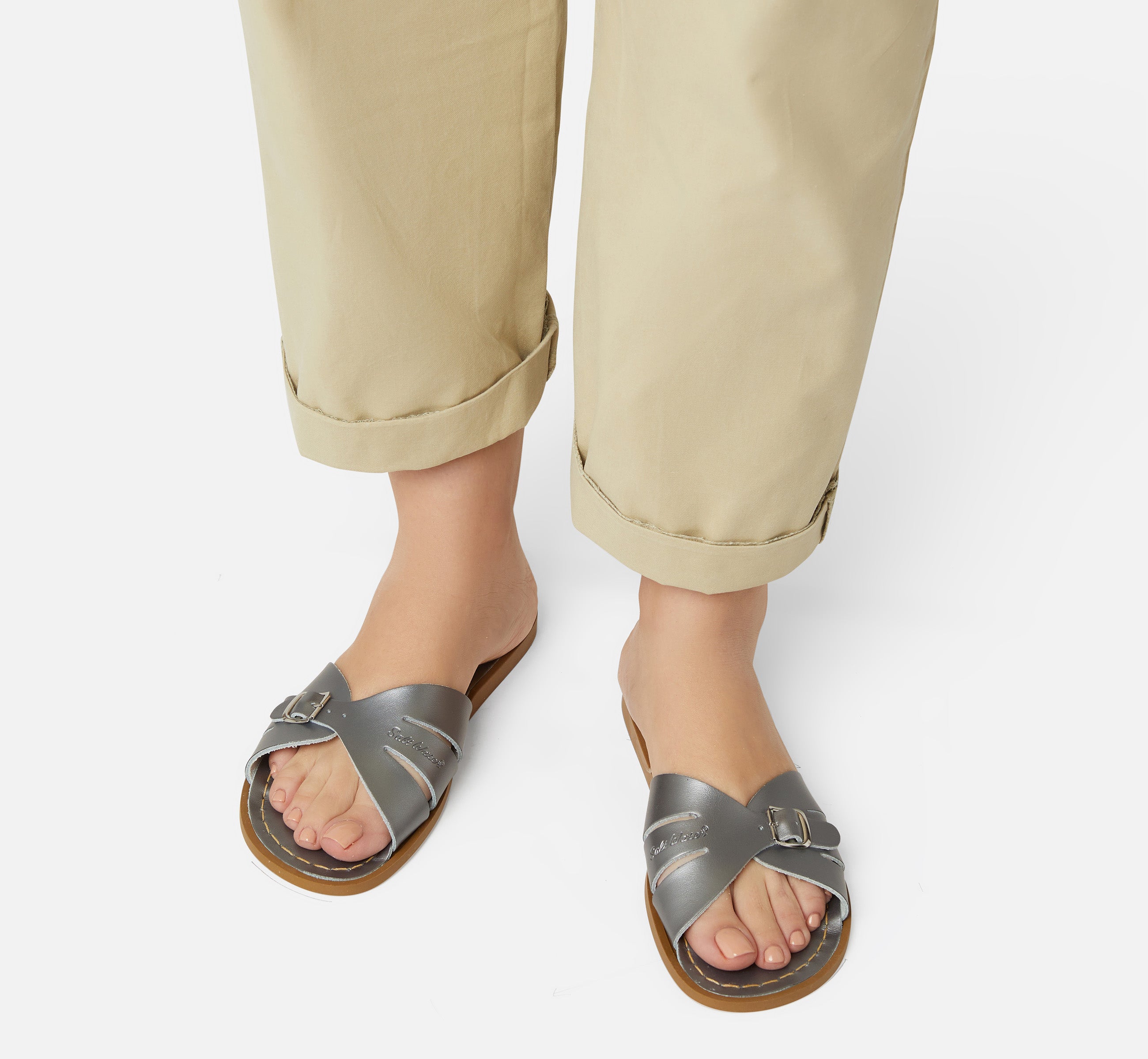 Classic Slide Pewter Womens Sandal - Salt-Water Sandals UK
