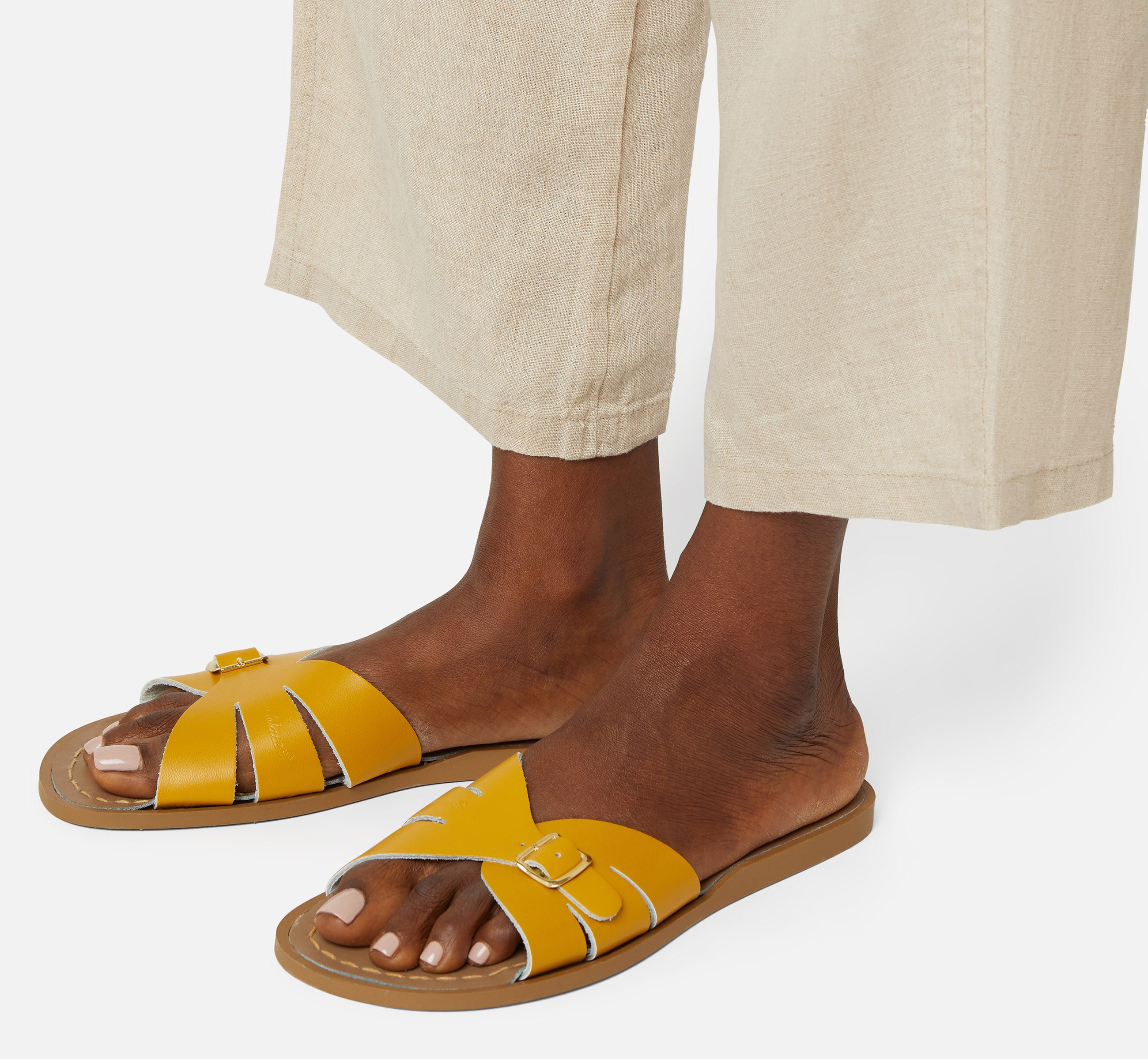 Classic Slide Mustard Womens Sandal - Salt-Water Sandals UK