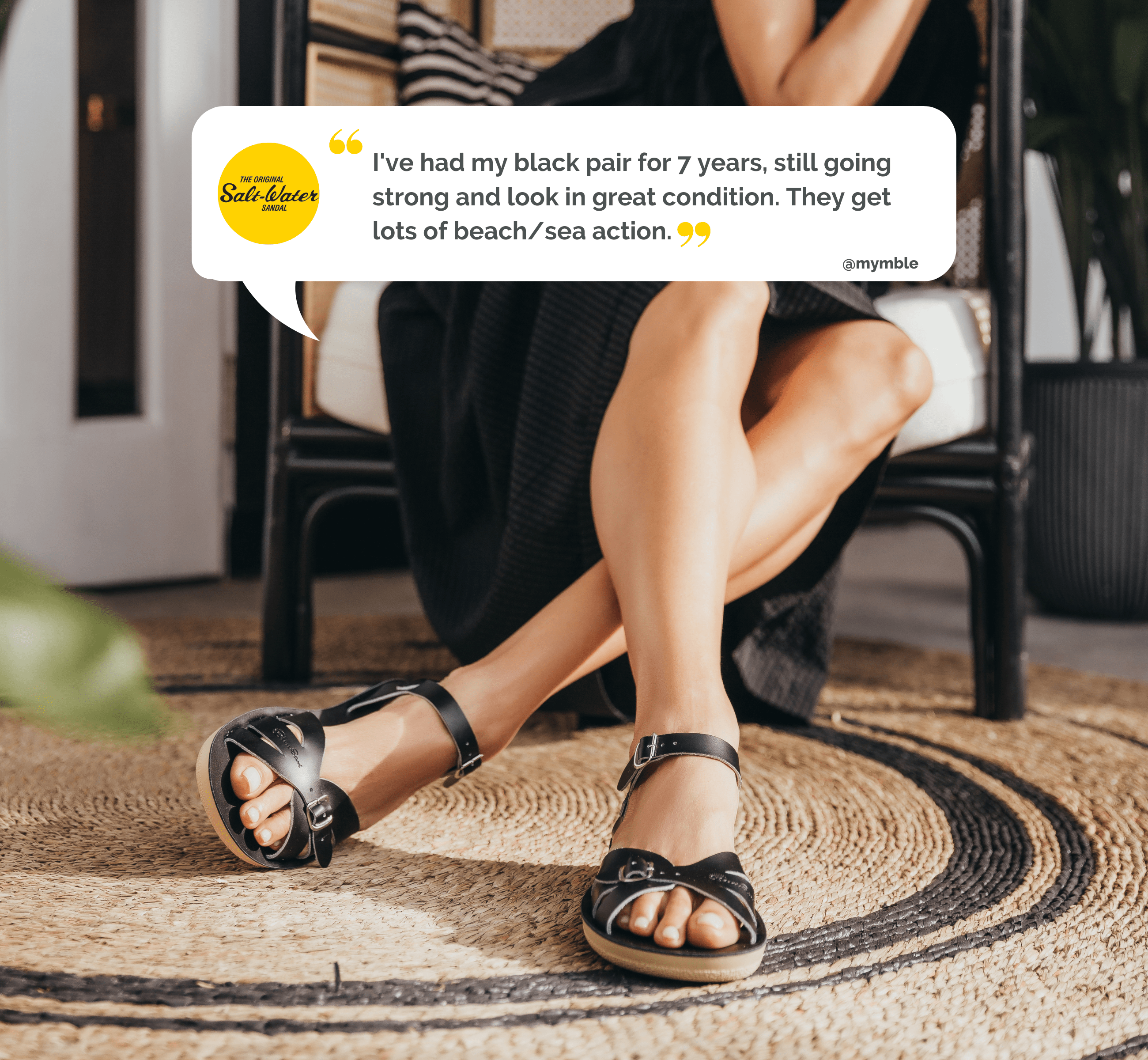 Boardwalk Black Womens Sandal - Salt-Water Sandals UK