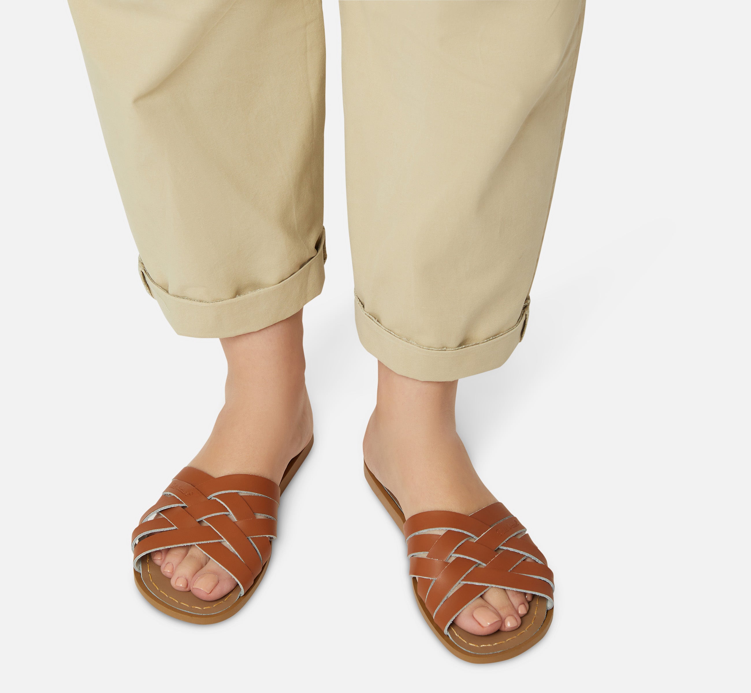 Retro Slide Tan Womens Sandal - Salt-Water Sandals UK