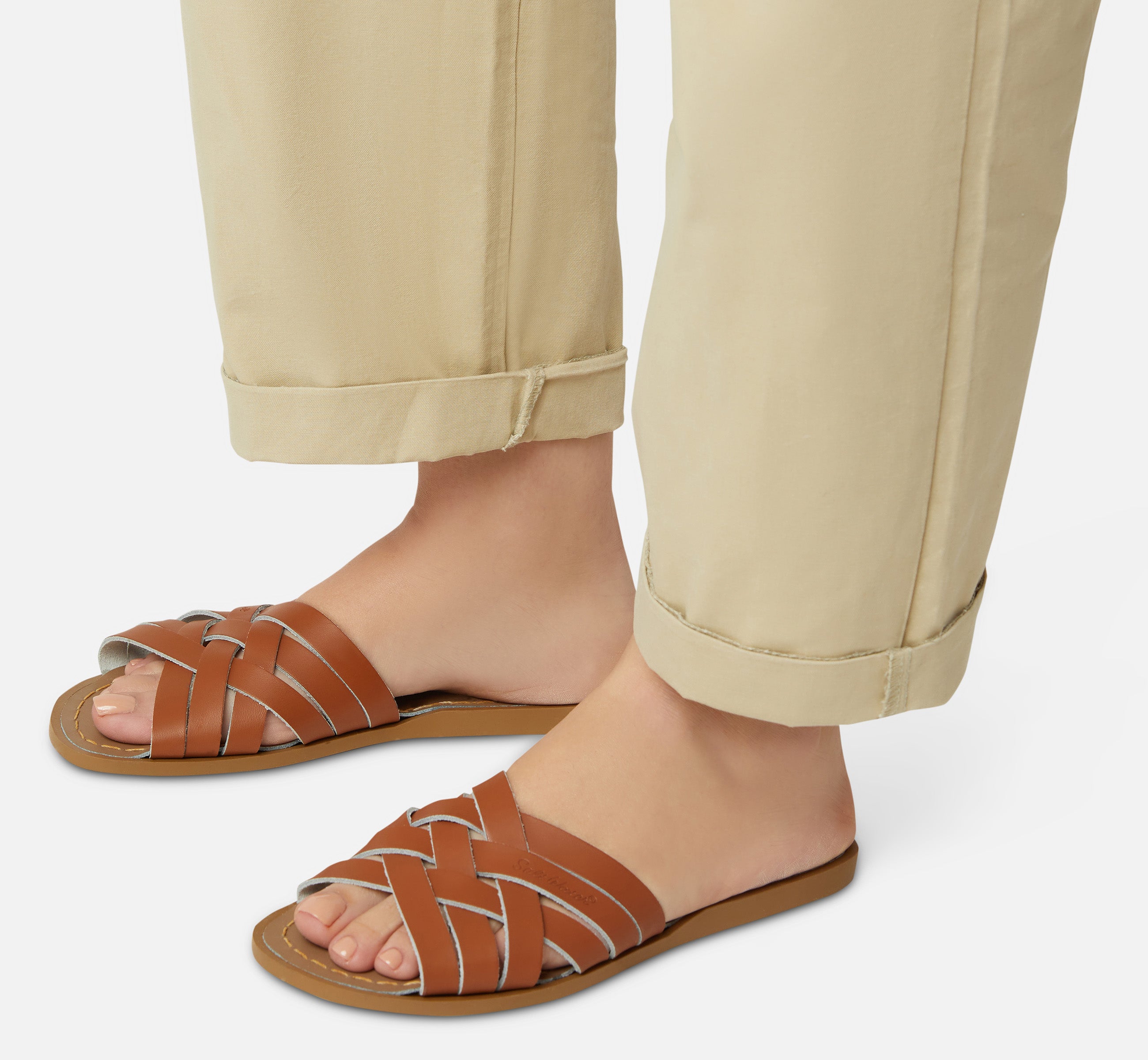 Retro Slide Tan Womens Sandal - Salt-Water Sandals UK