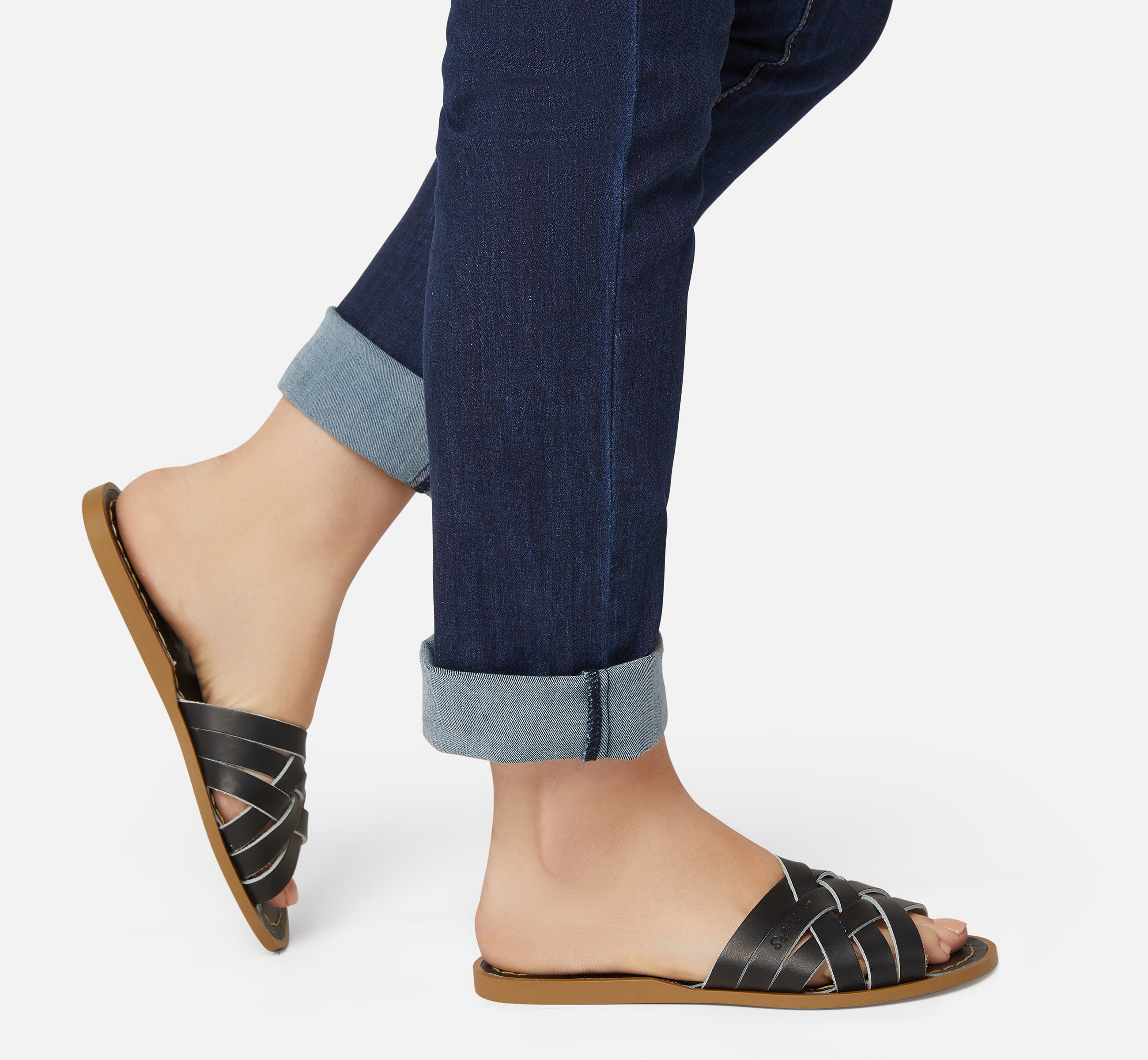 Retro Slide Black Womens Sandal - Salt-Water Sandals UK