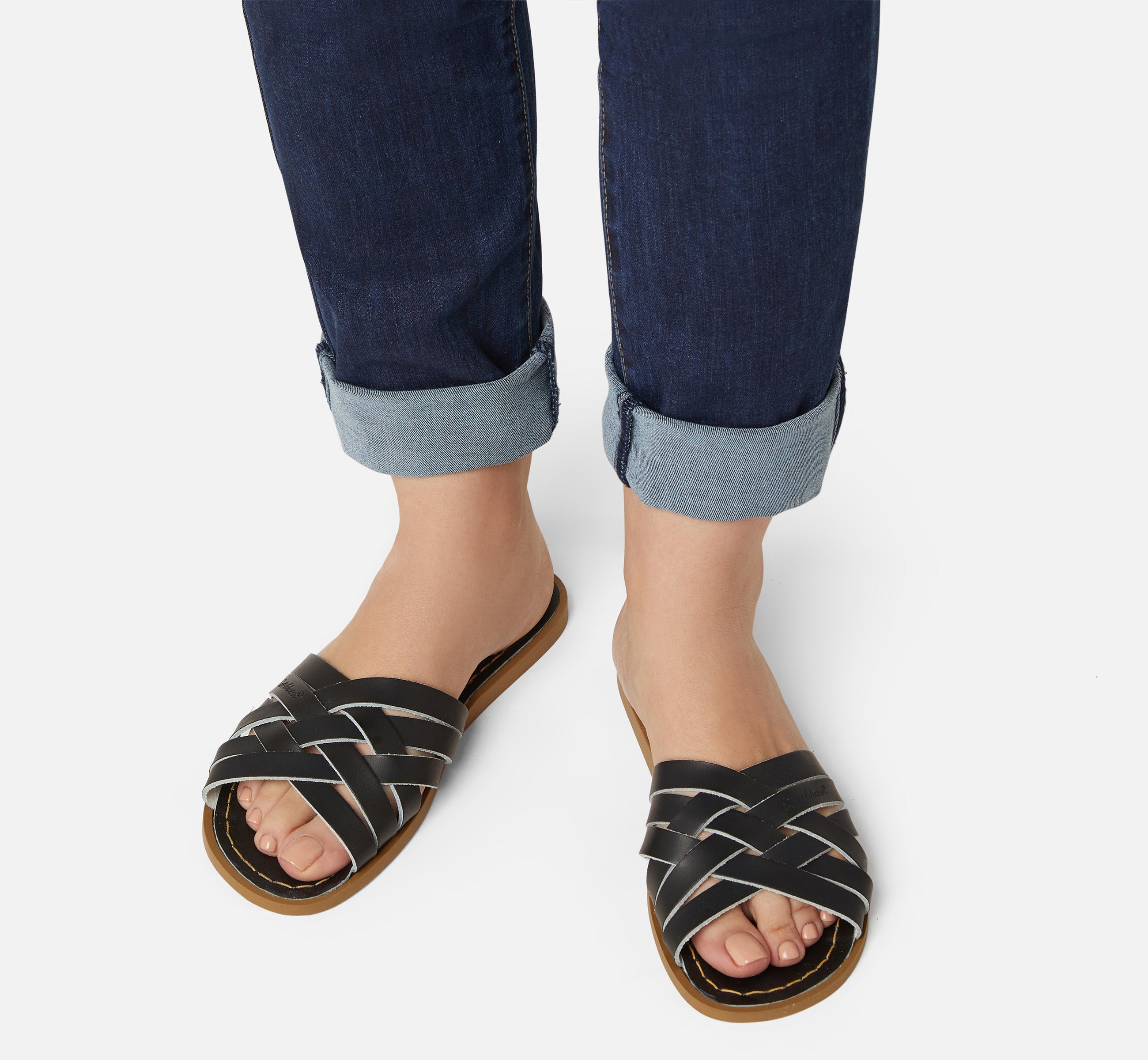 Retro Slide Black Womens Sandal - Salt-Water Sandals UK
