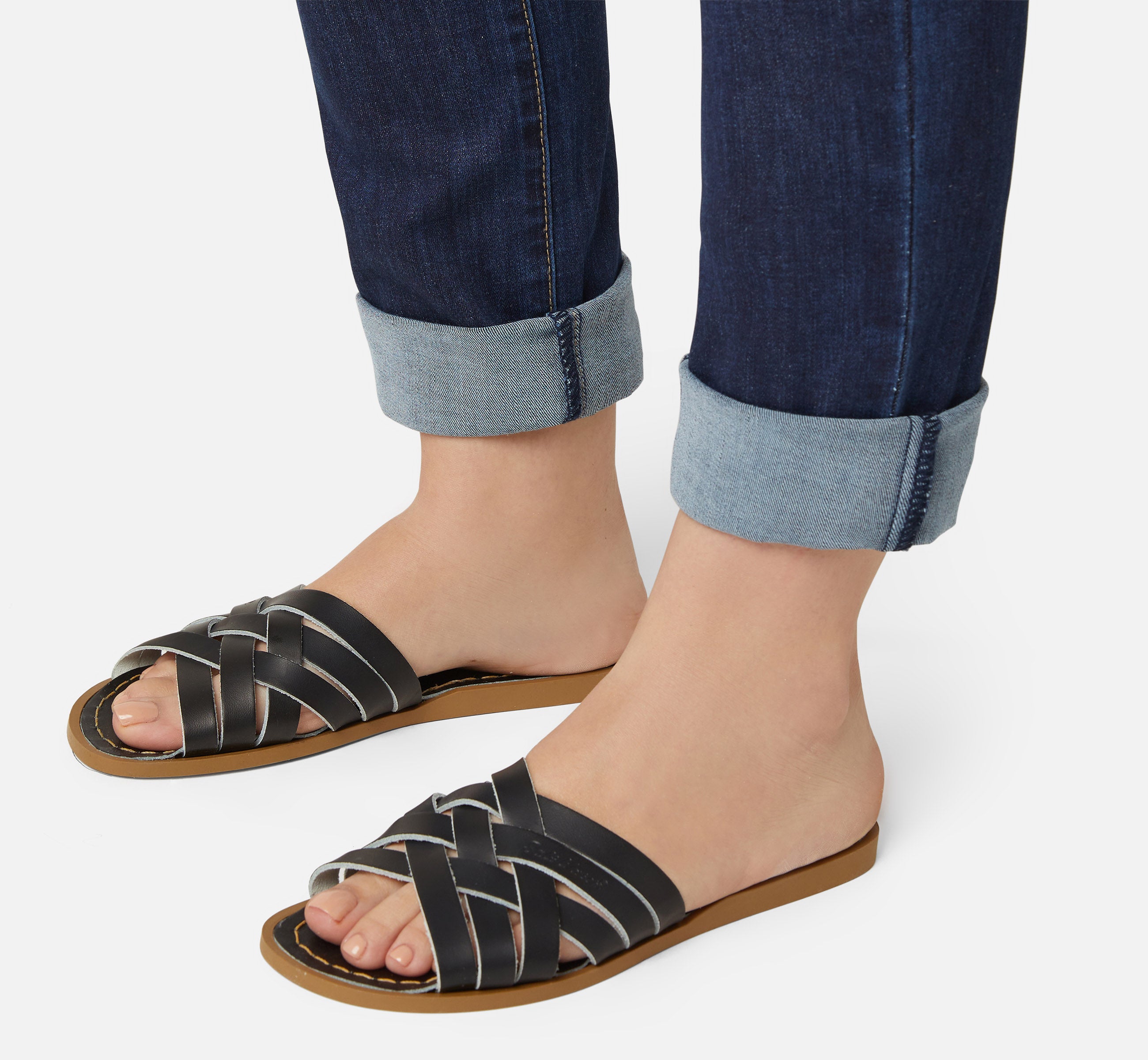 Retro Slide Black Womens Sandal - Salt-Water Sandals UK