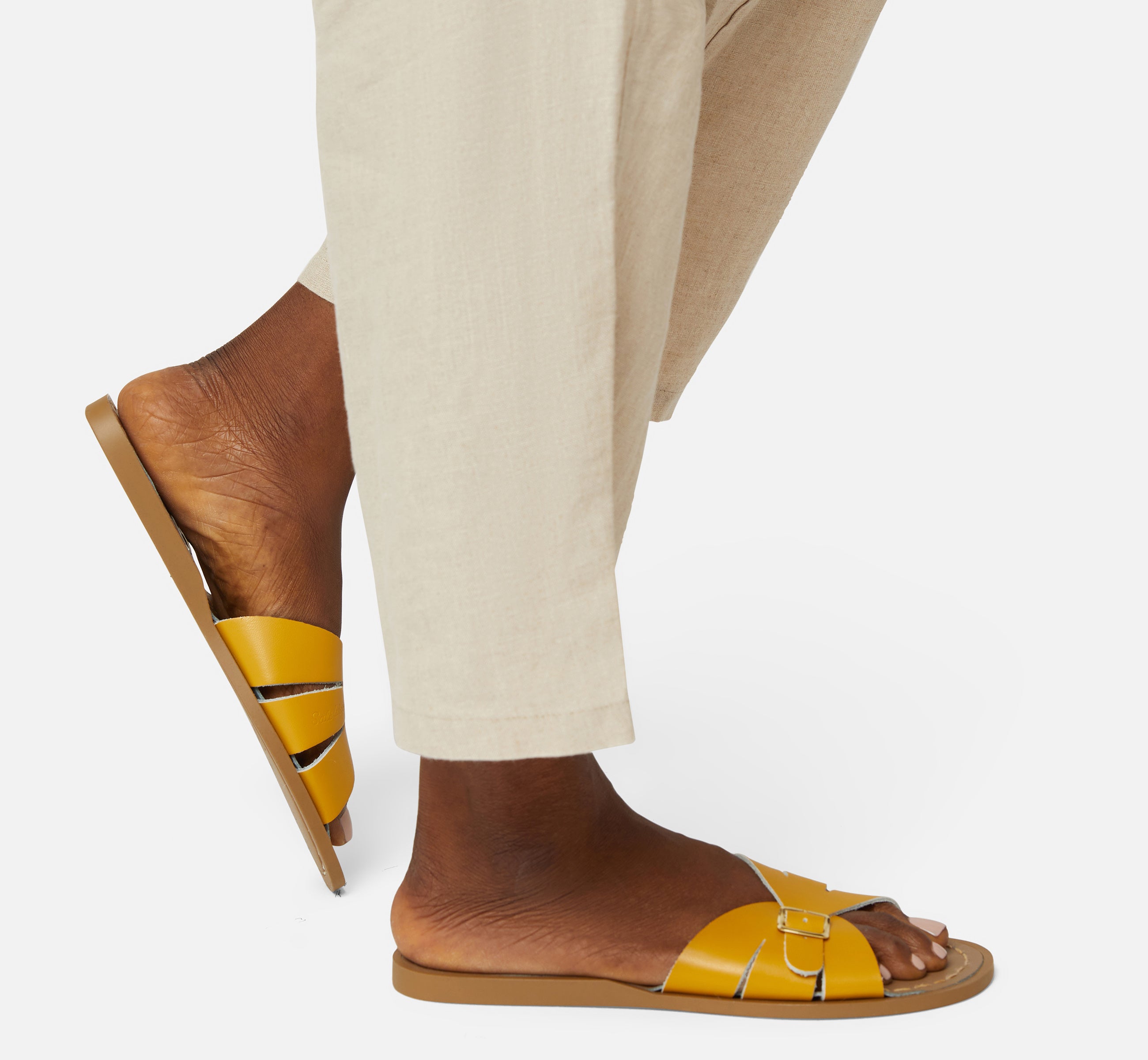 Classic Slide Mustard Womens Sandal - Salt-Water Sandals UK