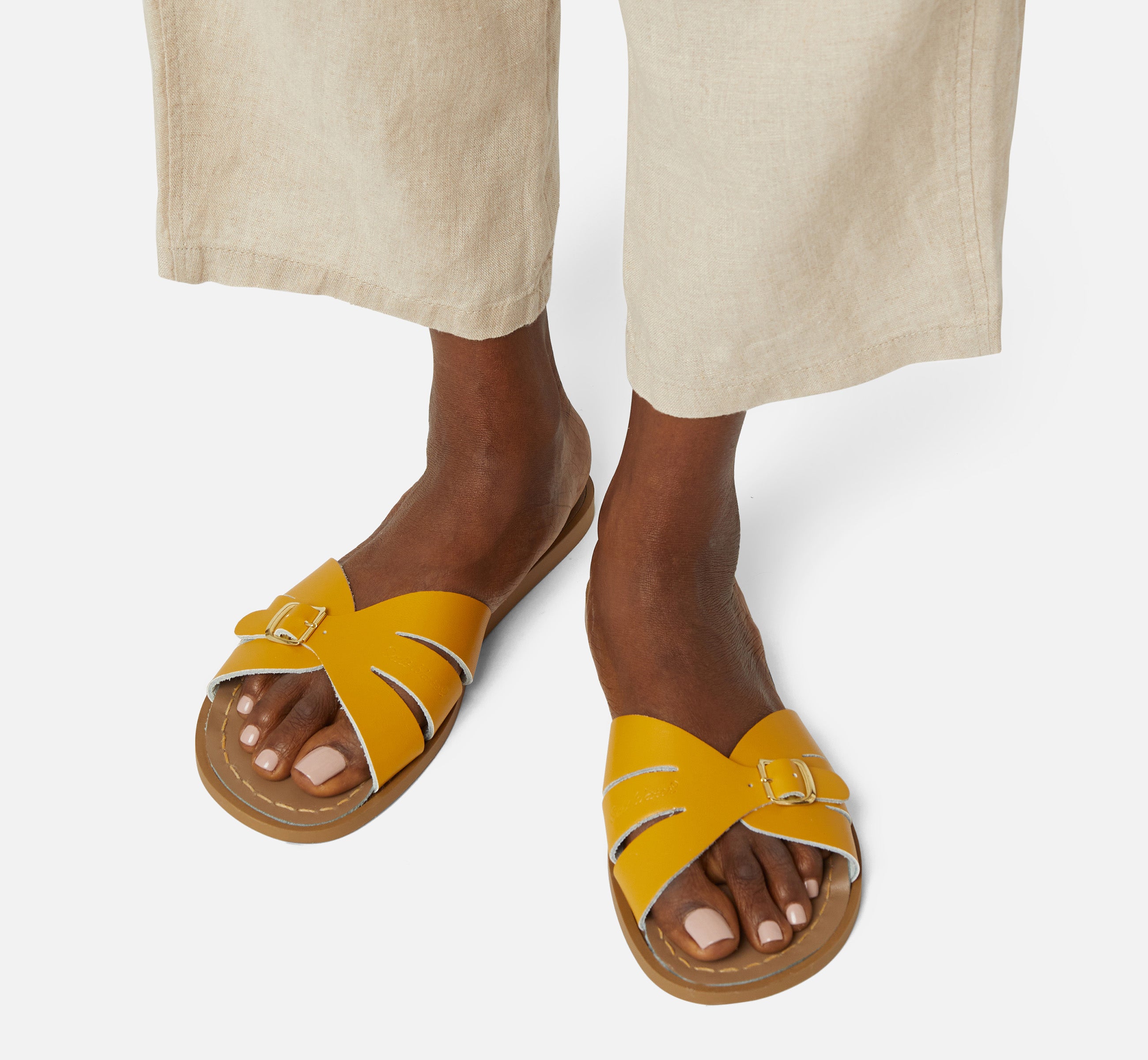 Classic Slide Mustard Womens Sandal - Salt-Water Sandals UK