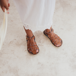 Shark Fisherman Tan Kids Sandal - Kids Brown Sandals - Salt-Water Sandals UK